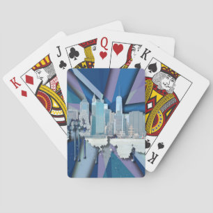 New York City Skyline   Blue 3D Spielkarten