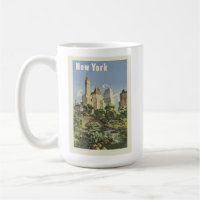 New York City Skyline Central Park Vintag Retro