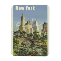 New York City Skyline Central Park Vintag Retro