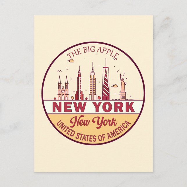 New York City Skyline Emblem Postkarte (Vorderseite)