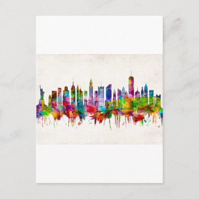 New York City Skyline Feiertagspostkarte (Vorderseite)