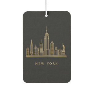 New York City Skyline Gold Line Art Autolufterfrischer