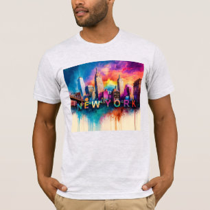 New York City Skyline Graffiti Art T-Shirt