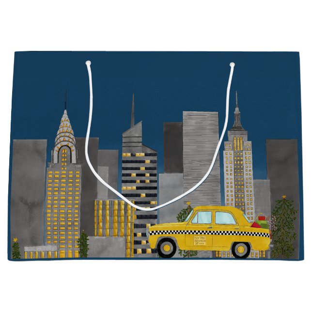 New York City Skyline Große Geschenktüte (Vorderseite)