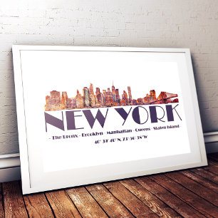 New York City Skyline. Gründungsmitglieder und Koo Fotodruck