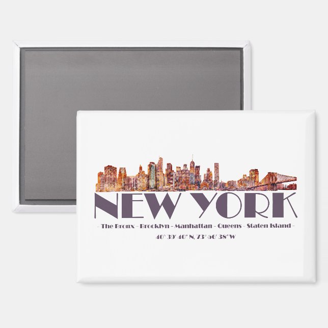 New York City Skyline. Gründungsmitglieder und Koo Magnet (Vorderseite/Rückseite)