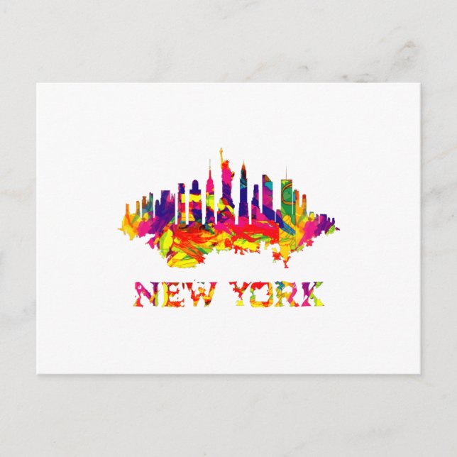 New York City Skyline hell bunt Postkarte (Vorderseite)