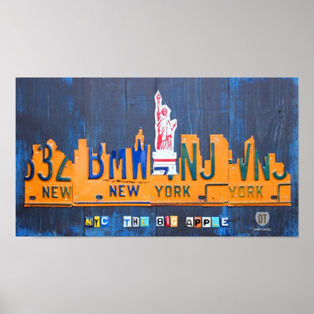 New York City Skyline License Plate Art Poster (Vorne)
