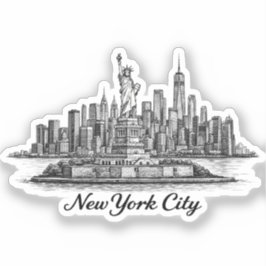 New York City Skyline Line Art Illustration Aufkleber