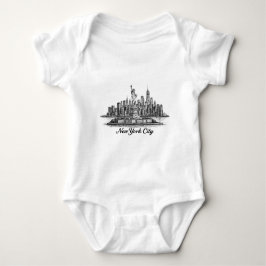 New York City Skyline Line Art Illustration Baby Strampler