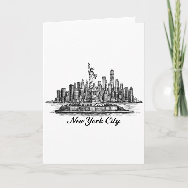 New York City Skyline Line Art Illustration Karte (Vorderseite)