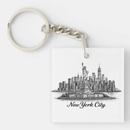 New York City Skyline Line Art Illustration Schlüsselanhänger