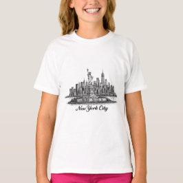 New York City Skyline Line Art Illustration T-Shirt