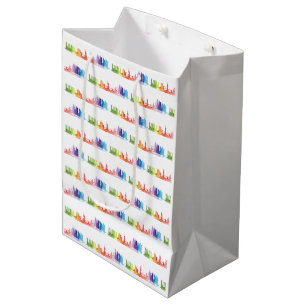 NEW YORK CITY Skyline-Muster Aquarell Mittlere Geschenktüte