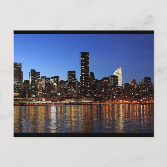 NEW YORK CITY SKYLINE NIGHT FOTOGRAFIE POSTCARD POSTKARTE (Vorderseite)