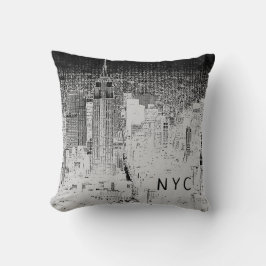 New York City Skyline | NYC | Grau und Schwarz Kissen