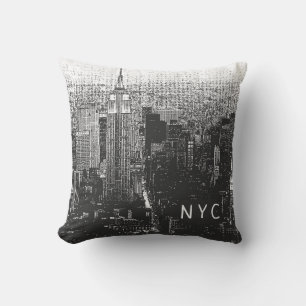 New York City Skyline  NYC  Schwarz und Weiß Kissen