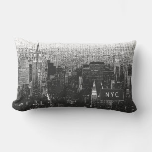 New York City Skyline  NYC  Schwarz und Weiß Lendenkissen
