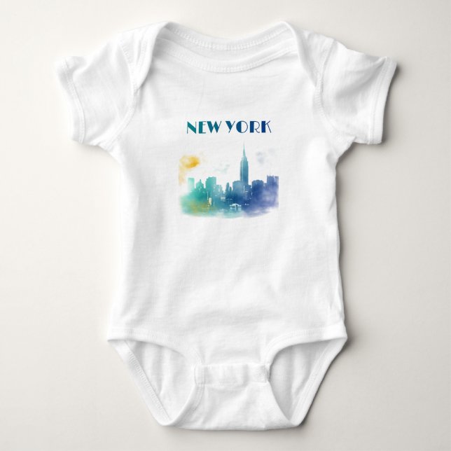 New York City Skyline NYC Travel America Liberty Baby Strampler (Vorderseite)
