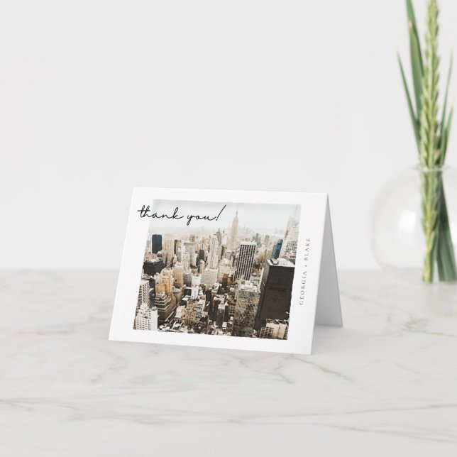 NEW YORK CITY Skyline Postcard Style Vielen Dank Dankeskarte (Vorderseite)
