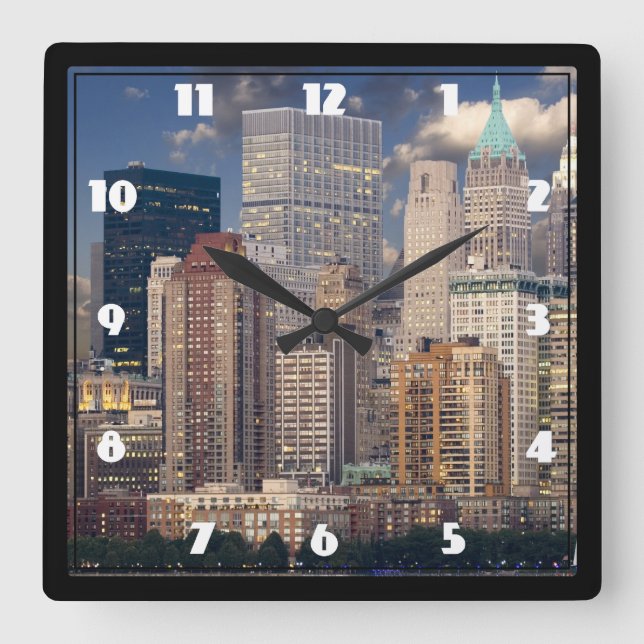 New York City Skyline Quadratische Wanduhr (Vorderseite)