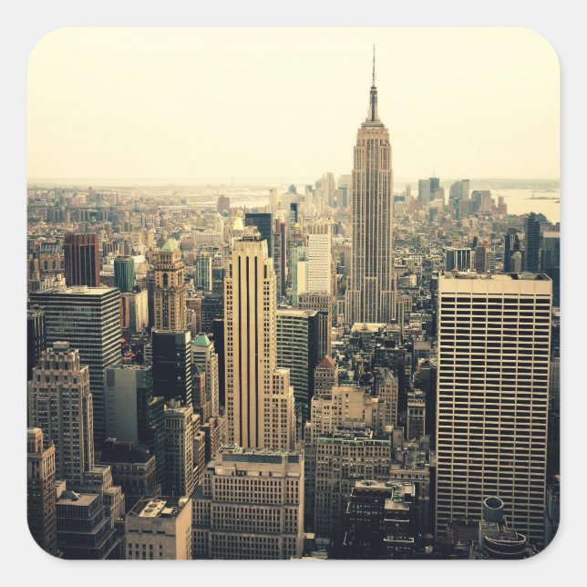 New York City Skyline Quadratischer Aufkleber (Vorderseite)