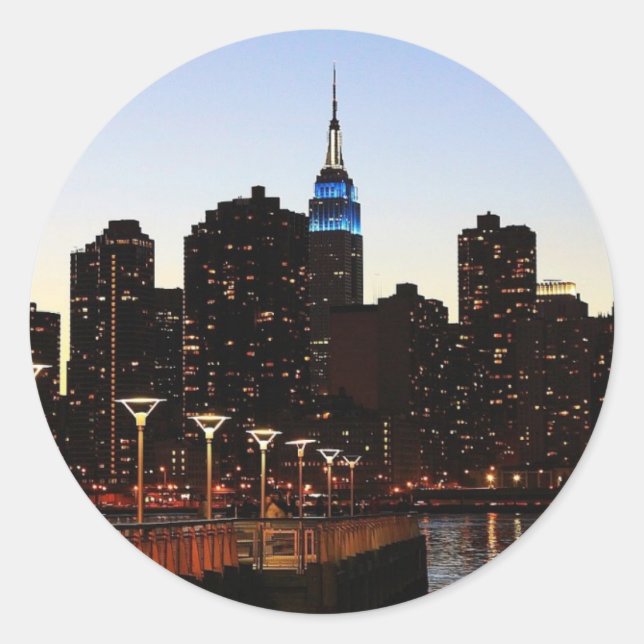 New York City Skyline Runder Aufkleber (Vorderseite)