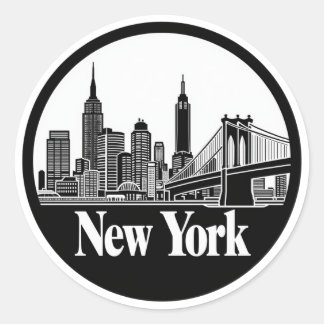 New York City Skyline Runder Aufkleber