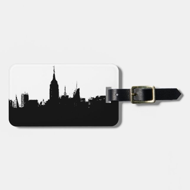 New York City Skyline-Silhouette Gepäckmarke Gepäckanhänger (Vorderseite horizontal)