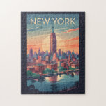New York City Skyline Travel Art Vintag<br><div class="desc">New Yorker Retrovektor-Reisedesign. Vom Times Square über den Central Park bis zur Freiheitsstatue und dem Broadway bietet das NYC eine unvergessliche Mischung aus Kultur,  Geschichte,  Unterhaltung und Innovation.</div>