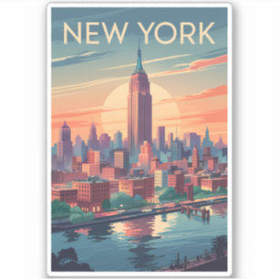 New York City Skyline Travel Art Vintag Aufkleber