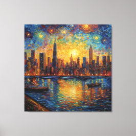 New York City Skyline van Gogh Stil Leinwanddruck