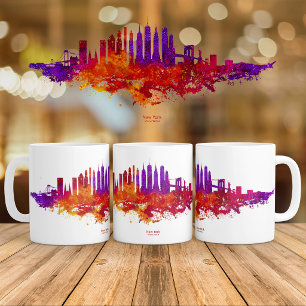 New York City Skyline Watercolor auf Weiß Kaffeetasse