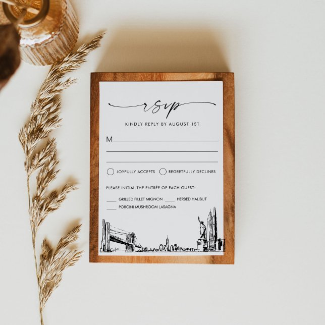New York City Skyline Wedding RSVP Response Card Karte (Von Creator hochgeladen)