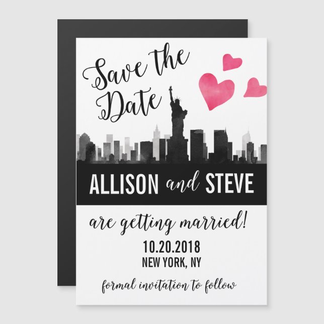 New York City Skyline Wedding Save the Date Magnet (Vorne/Hinten)