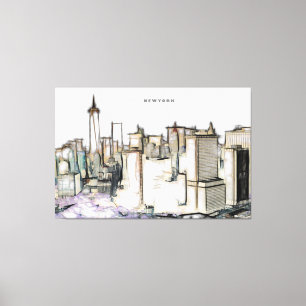 New York City Skyline Zeichnend Leinwanddruck