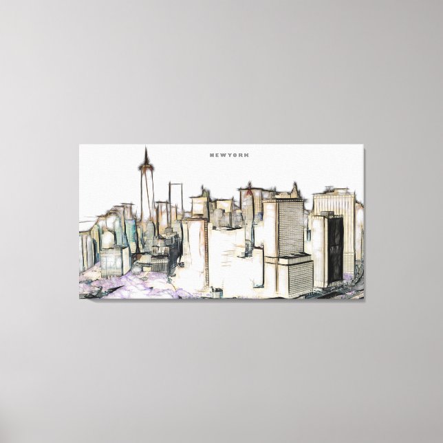 New York City Skyline Zeichnend Leinwanddruck (Vorderseite)