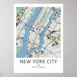 New York City Stadtplan Poster   Saubere Kartenkun
