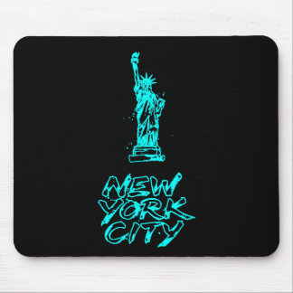 New York City Statue of Liberty Neon Cyan Pinsel Mousepad