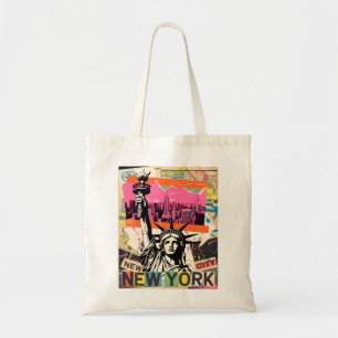 New York City Statue of Liberty Retro Punk Collage Tragetasche