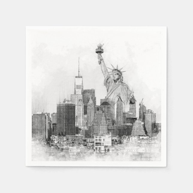 New York City Statue of Liberty Sketch Serviette (Vorderseite)