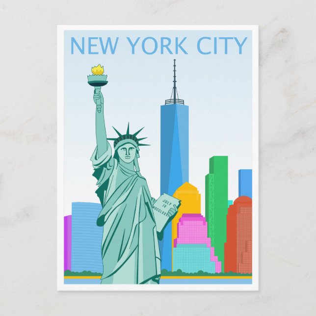New York City Statue of Liberty Skyscrapers Postkarte (Vorderseite)