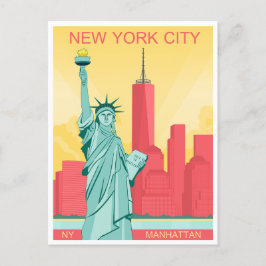 New York City Statue of Liberty Skyscrapers Postkarte