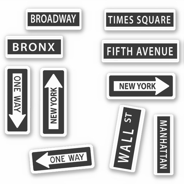New York City Street Signs Set Aufkleber (Vorderseite)