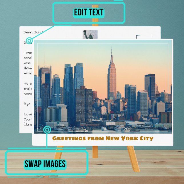 New York City Sunset Postkarte (Please enjoy our New York City postcard)