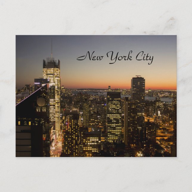 New York City Sunset Skyline Postkarte (Vorderseite)