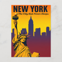 New York City Sunset Skyline Postkarte