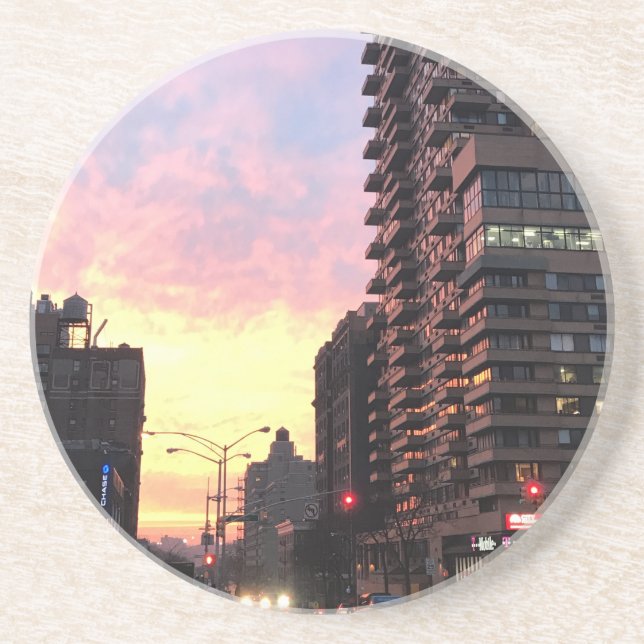 New York City Sunset Upper West Side Gebäude NYC Getränkeuntersetzer (Vorne)