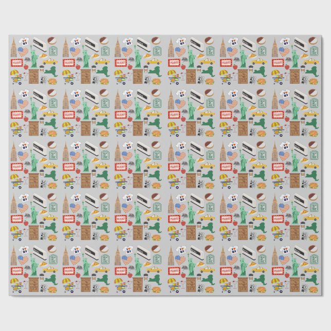 New York City Symbole Geschenkpapier (Saum)
