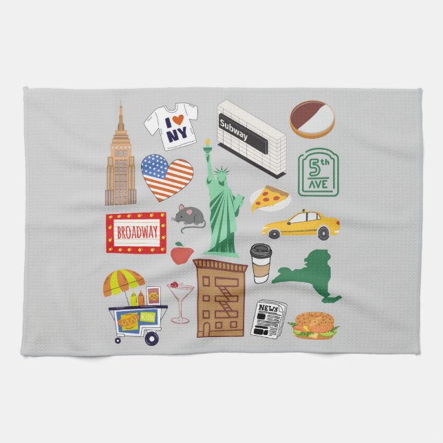 New York City Symbole Geschirrtuch (Horizontal)